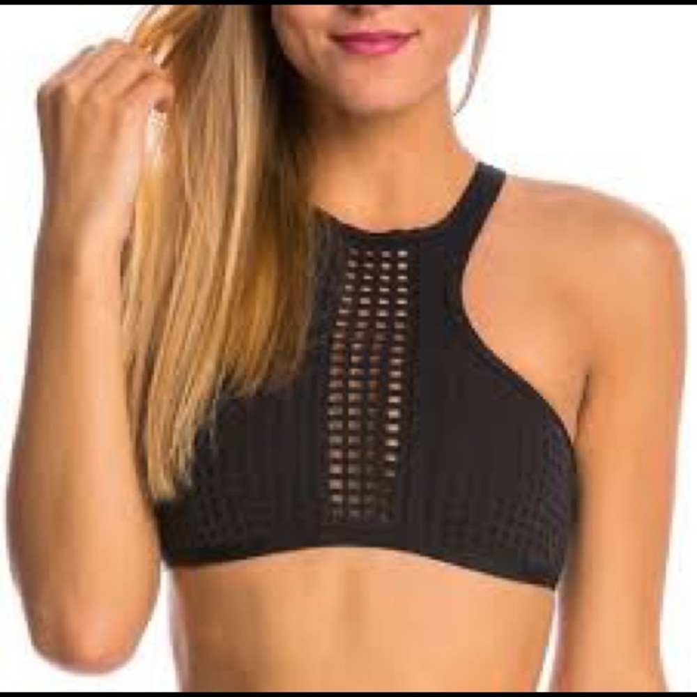 2/$30 Rip Curl black hi neck peekaboo bikini top